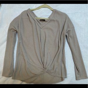 Large Synched front waffle knit top
